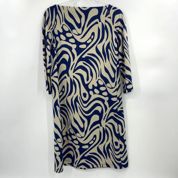 J MCLAUGHLIN Career Dress Womens Size M Geo Print Sheath 3/4 Sleeve Mature - Picture 2 of 9